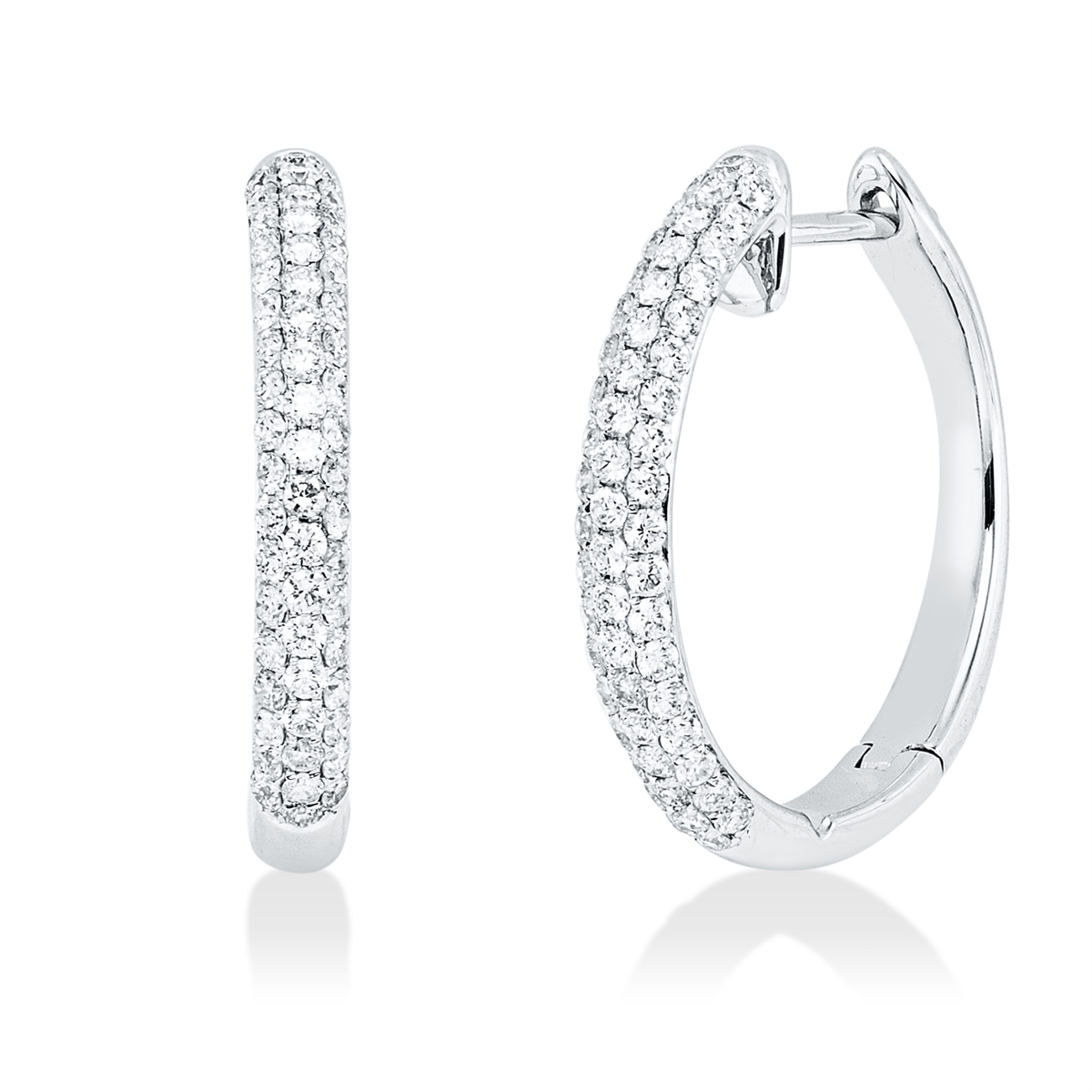 diamond full cut modern woman hoops & huggies in white gold