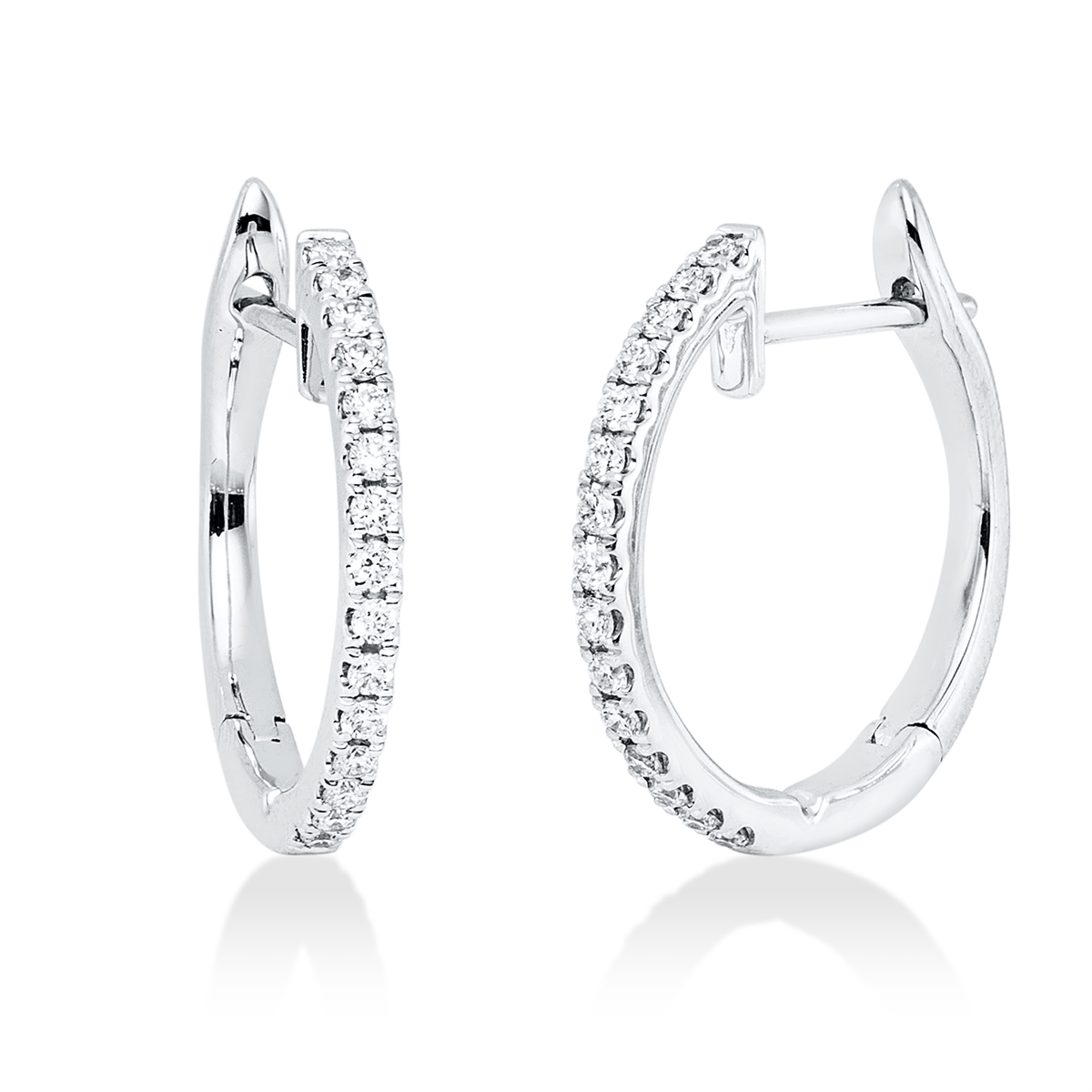 diamond full cut modern woman hoops & huggies in white gold