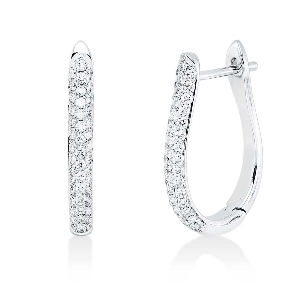 diamond full cut modern woman hoops & huggies in white gold