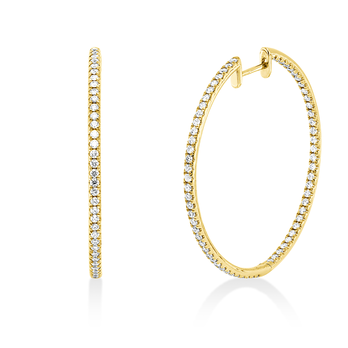 diamond full cut multi-stone hoops & huggies in yellow gold