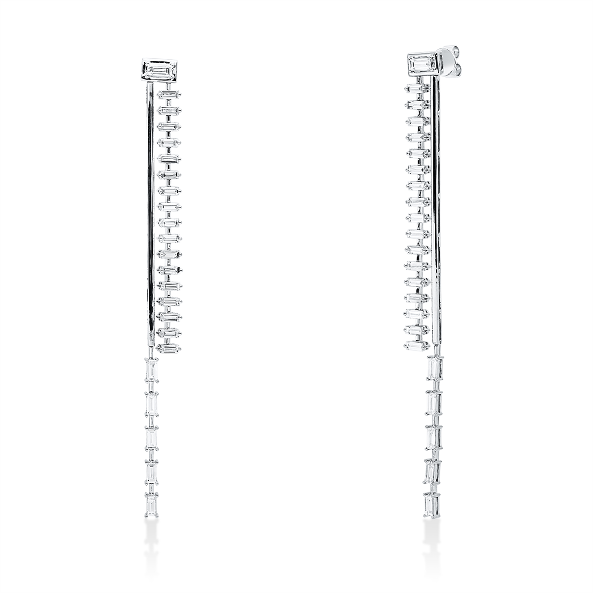 baguette baguette earrings in white gold