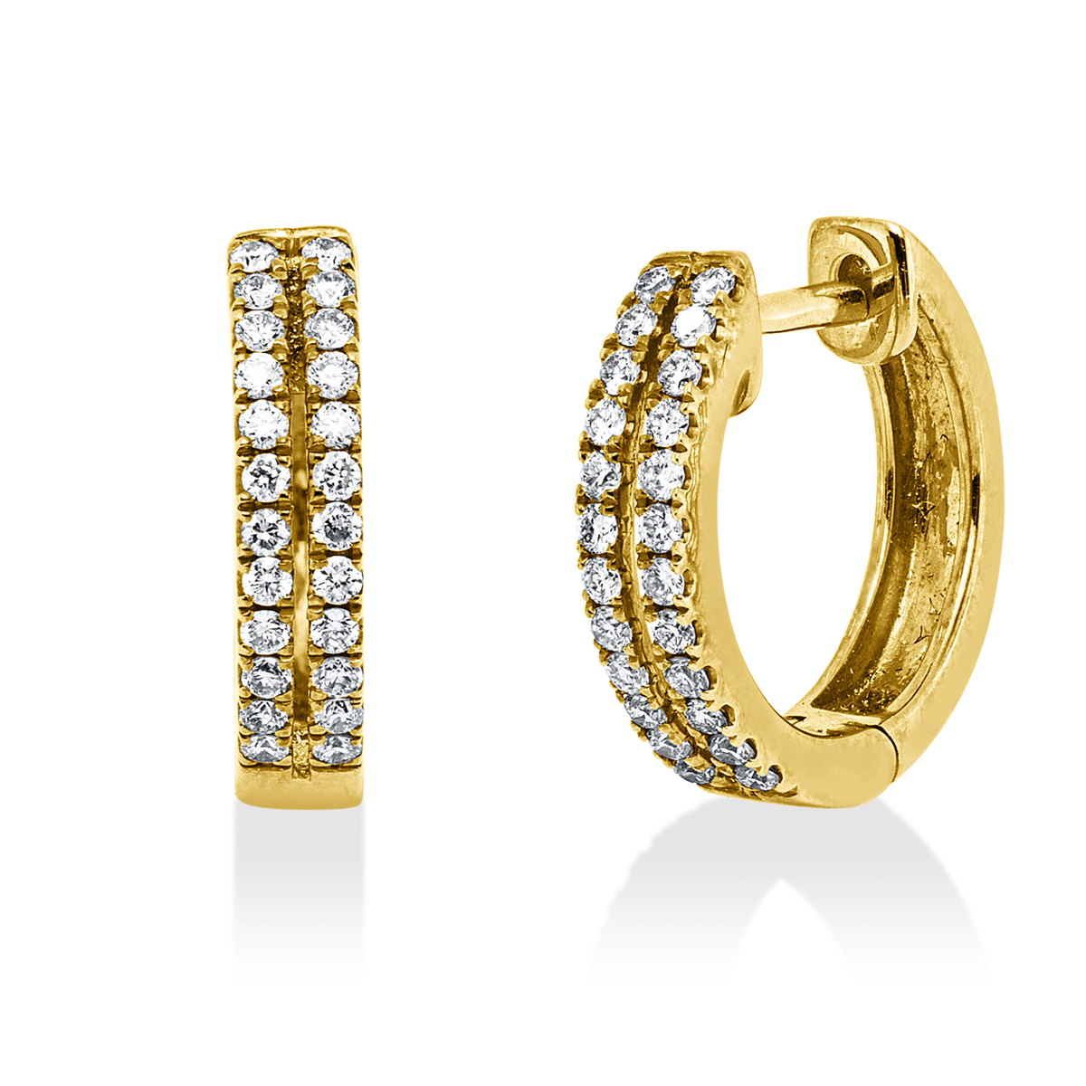 diamond full cut multi-stone hoops & huggies in yellow gold