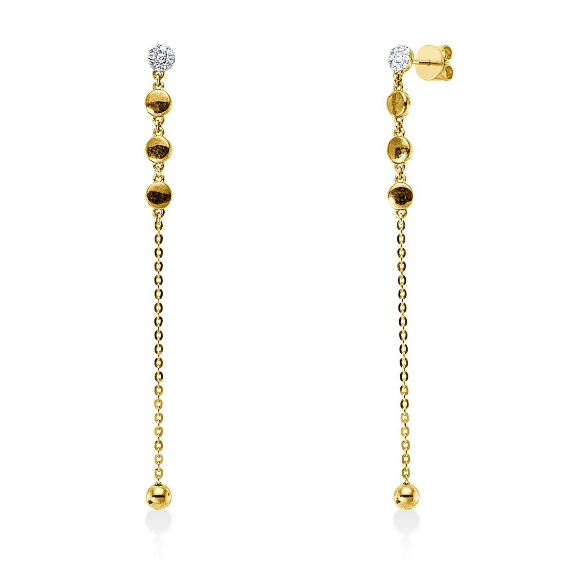 diamond full cut multi-stone earrings in yellow gold