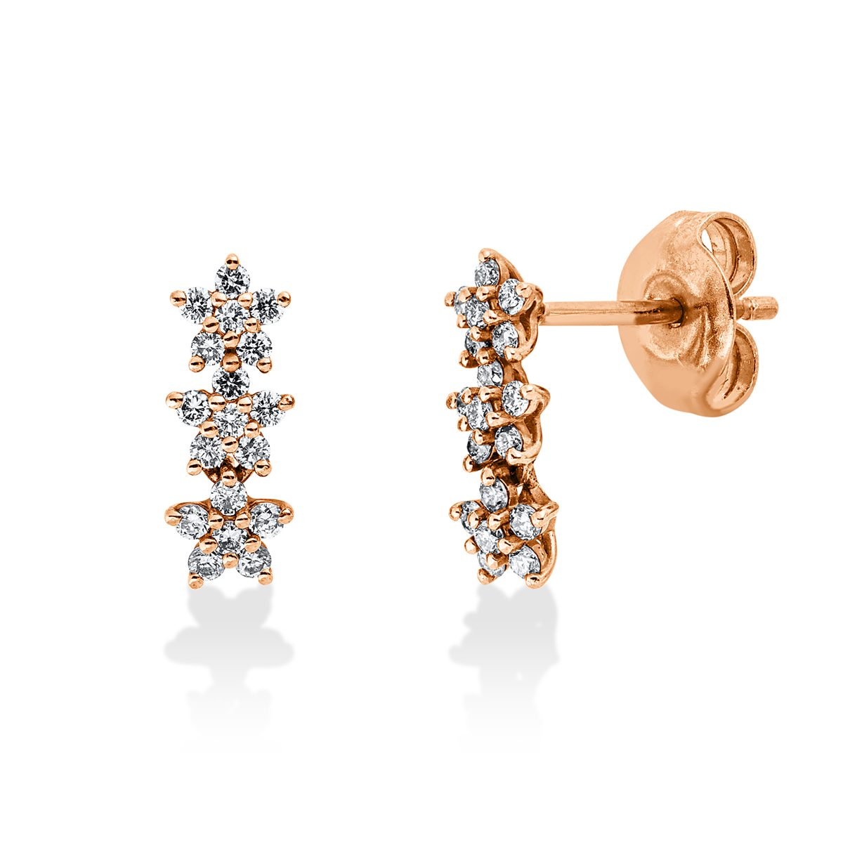 diamond full cut modern woman studs in red gold
