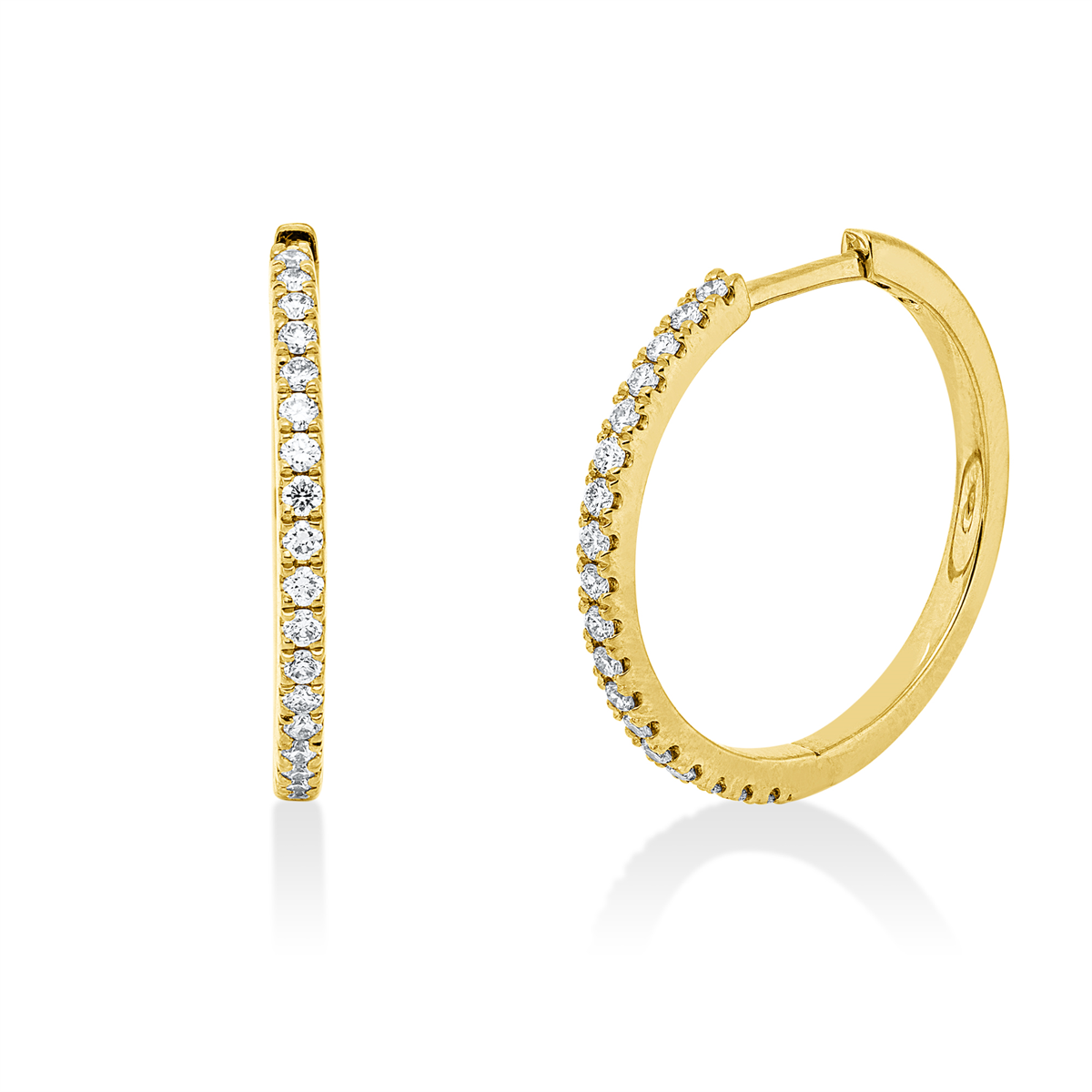 diamond full cut modern woman hoops & huggies in yellow gold