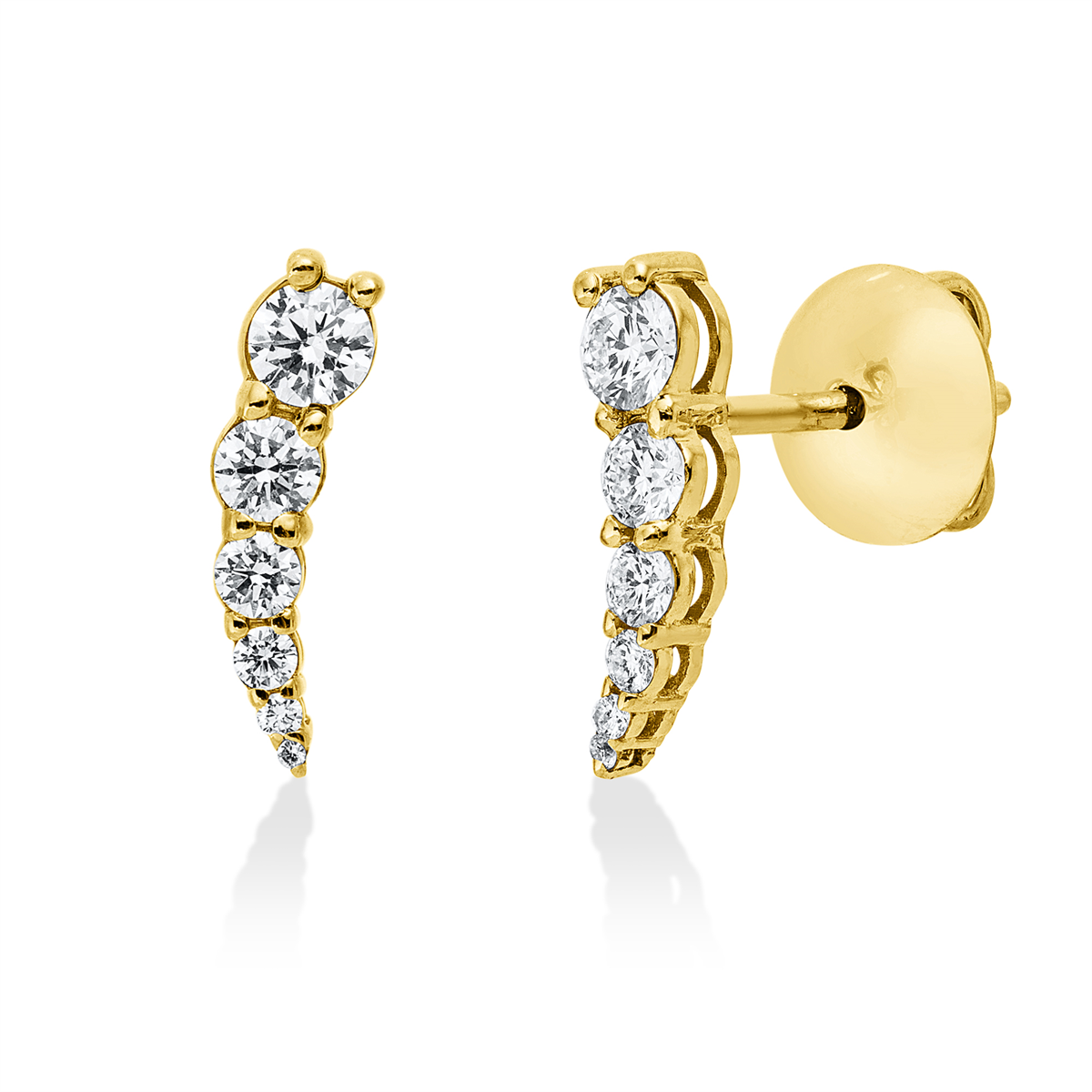 diamond full cut modern woman studs in yellow gold