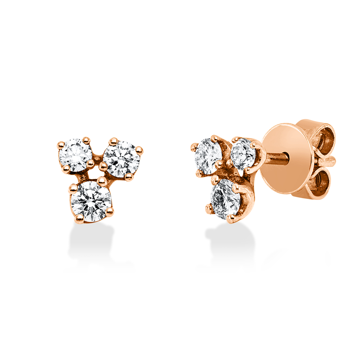 diamond full cut modern woman studs in red gold