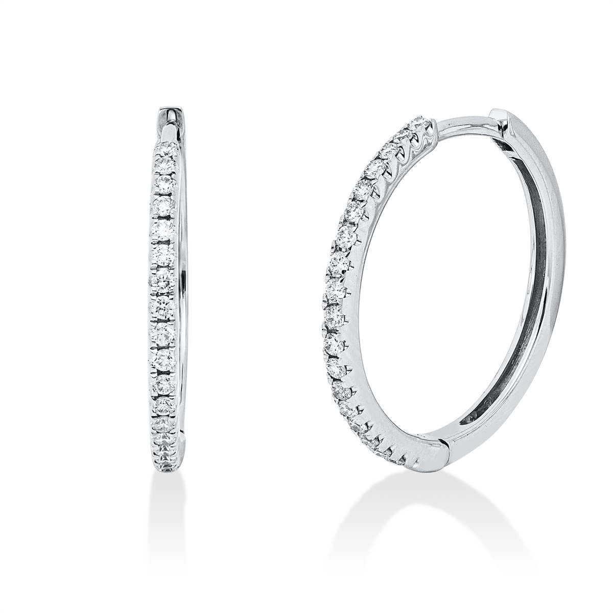 diamond full cut modern woman hoops & huggies in white gold
