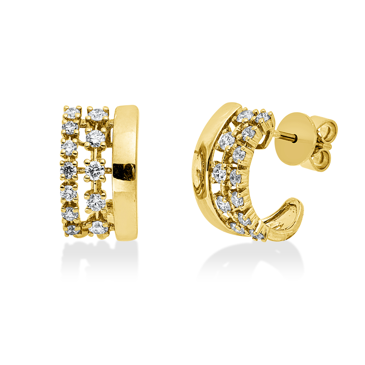 diamond full cut modern woman studs in yellow gold