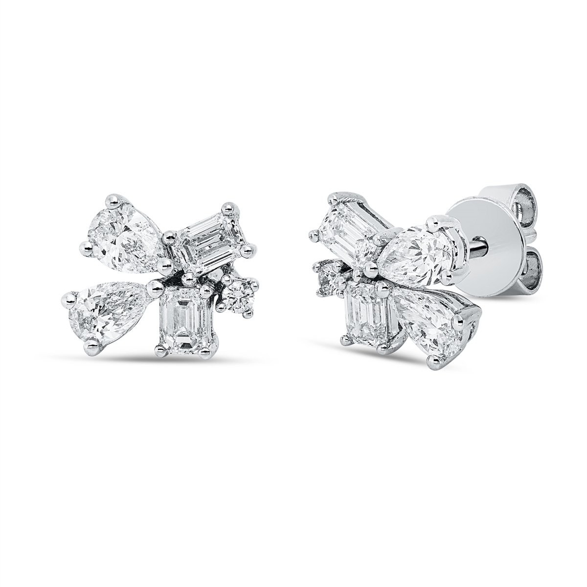 diamond full cut modern woman studs in white gold
