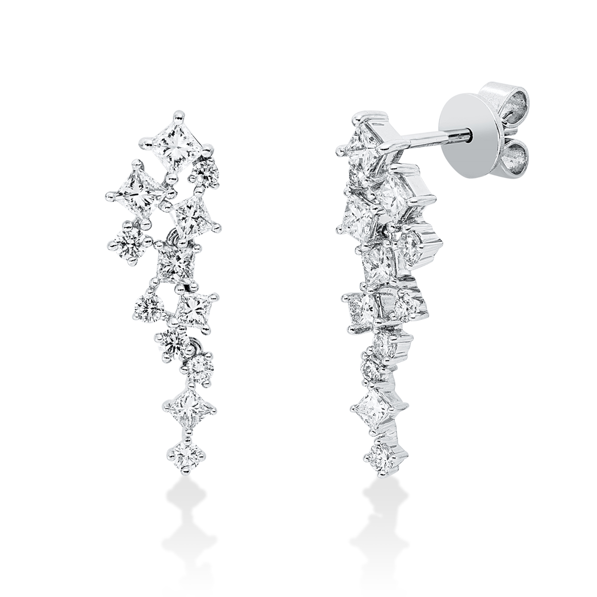 diamond full cut modern woman earrings in white gold