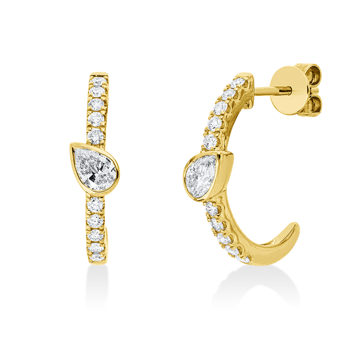 diamond full cut solitaire with accent stones earrings in yellow gold