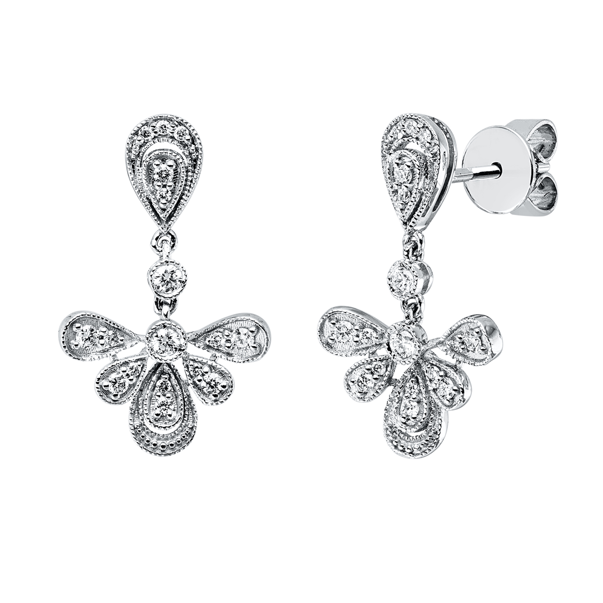 diamond full cut modern woman earrings in white gold