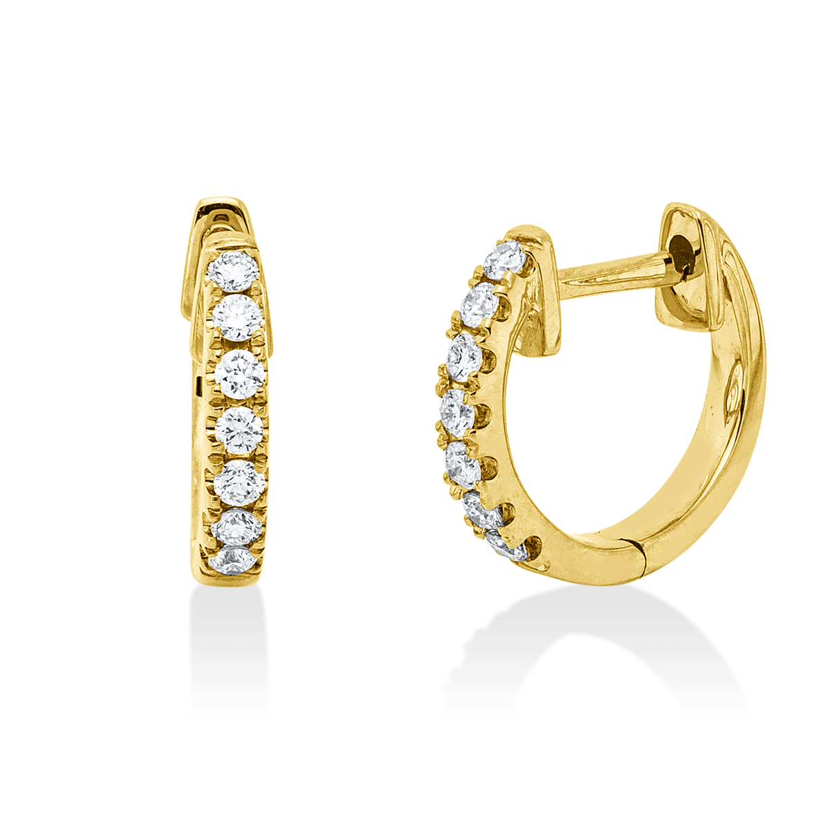 diamond full cut modern woman hoops & huggies in yellow gold