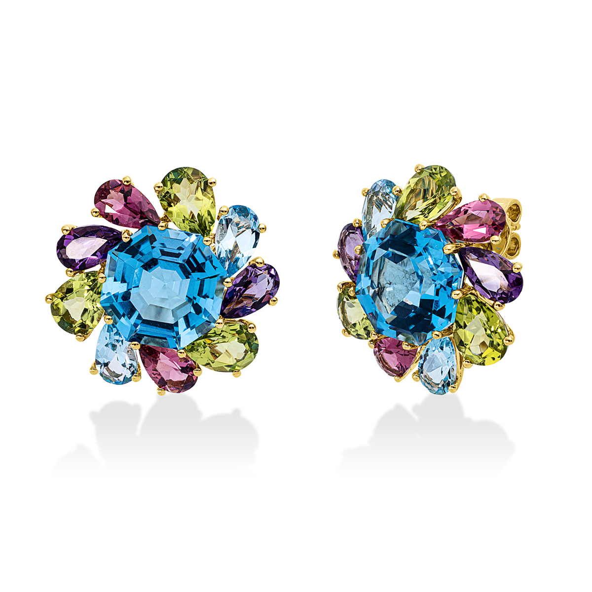 colored stone fashion studs - 2Y699