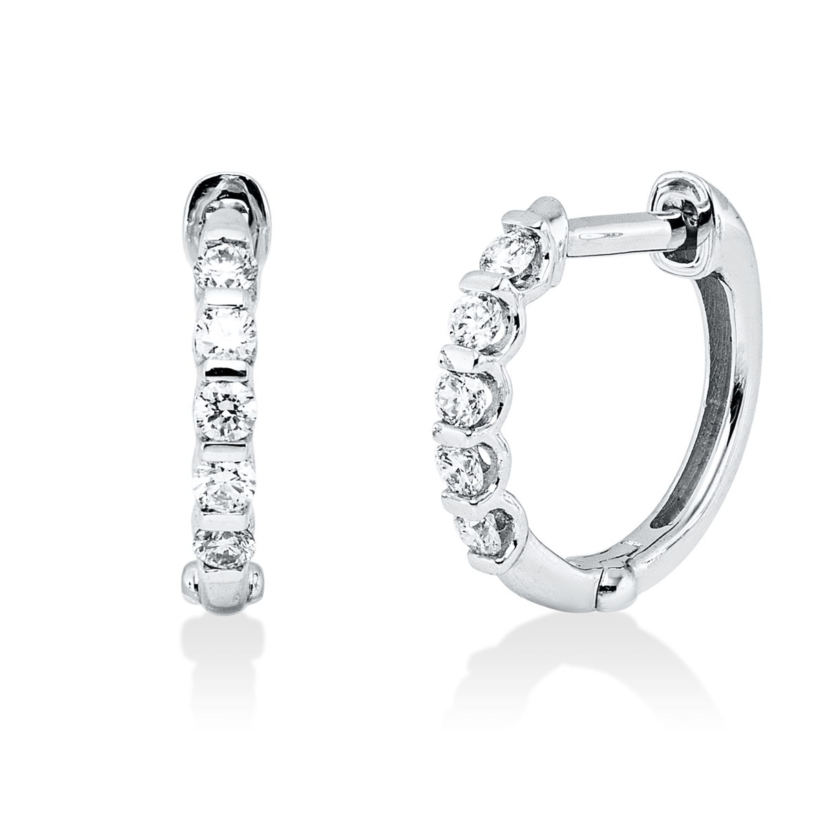 diamond full cut modern woman hoops & huggies in white gold