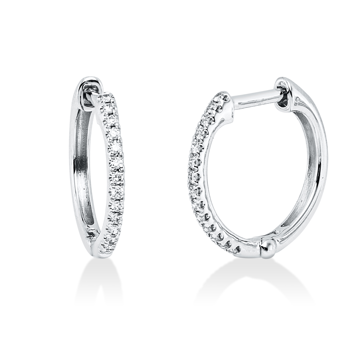 diamond full cut modern woman hoops & huggies in white gold