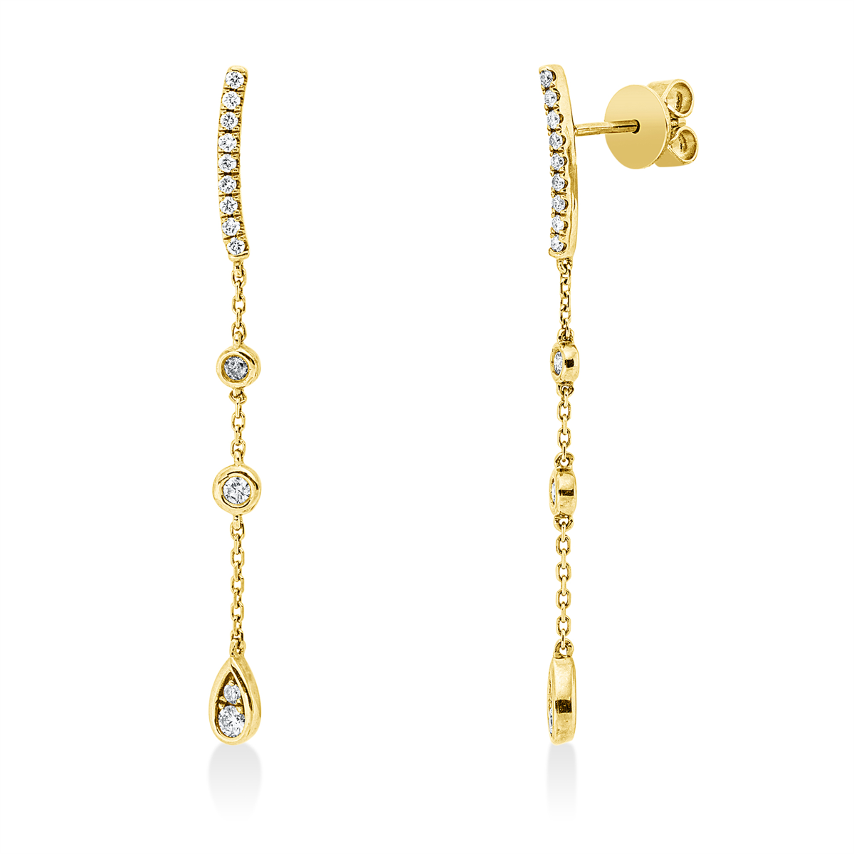 diamond full cut modern woman earrings in yellow gold