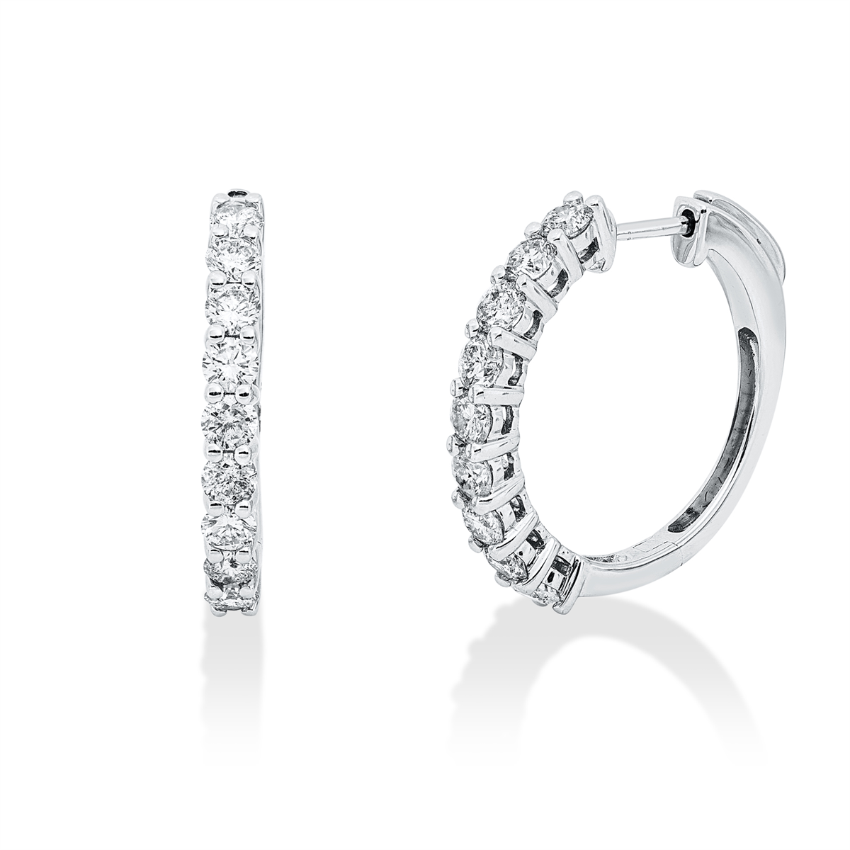 diamond full cut multi-stone hoops & huggies in white gold