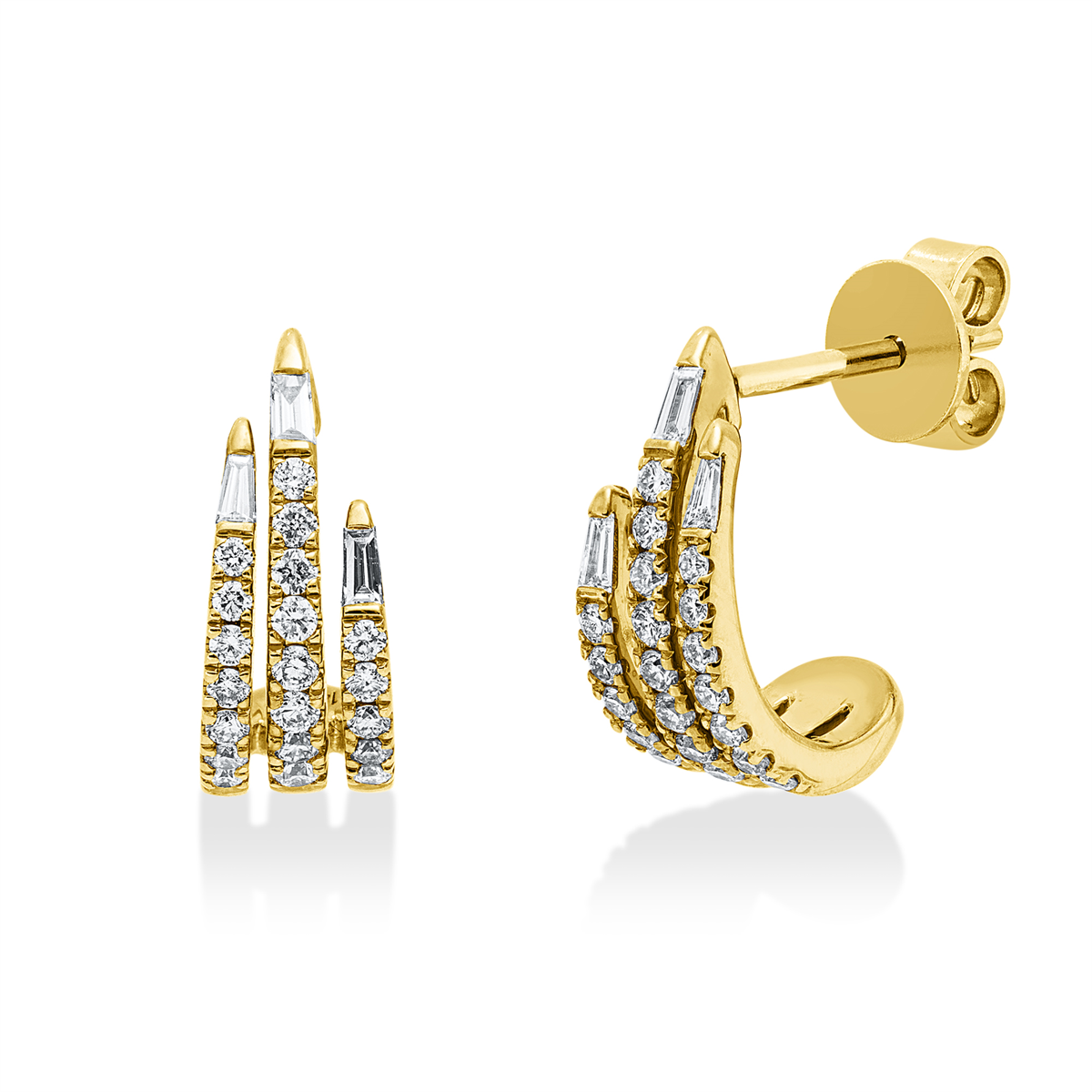 diamond full cut modern woman earrings in yellow gold