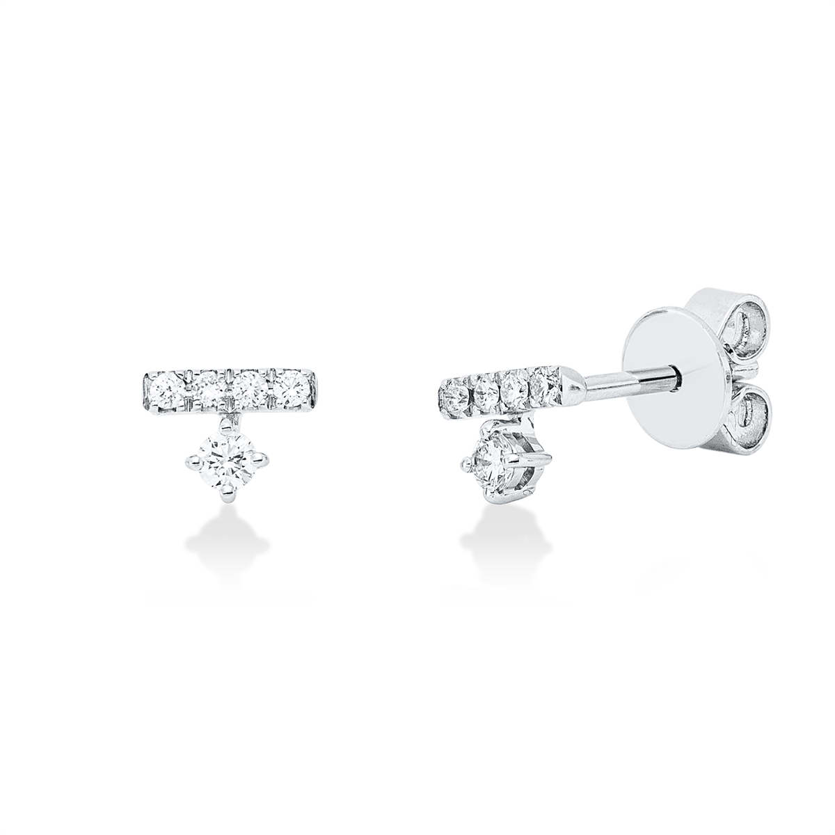 diamond full cut modern woman studs in white gold