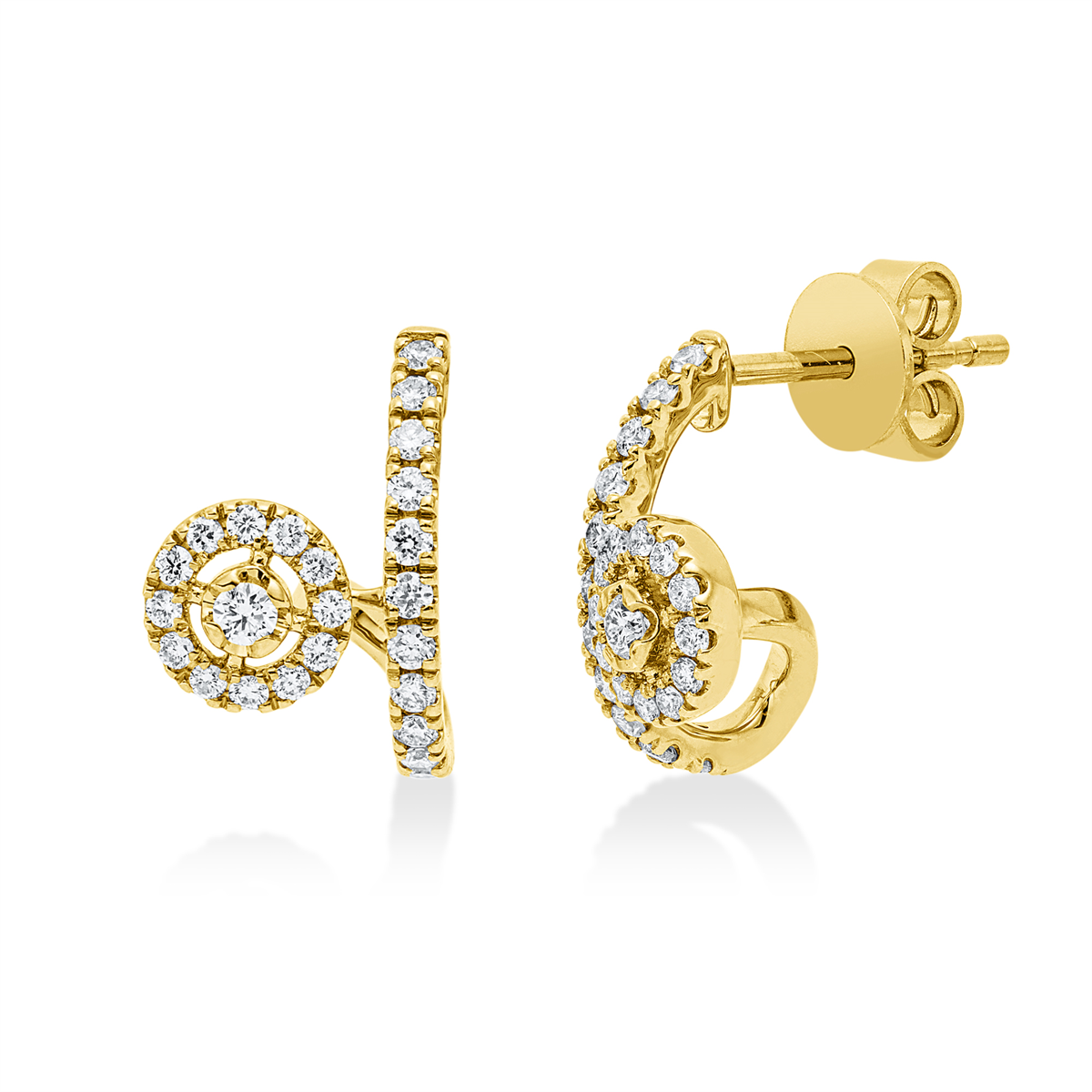 diamond full cut modern woman earrings in yellow gold