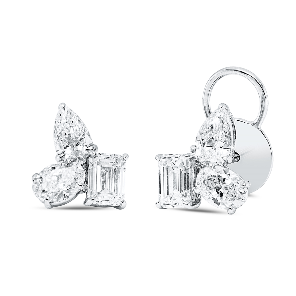 emerald cut exclusive studs in white gold