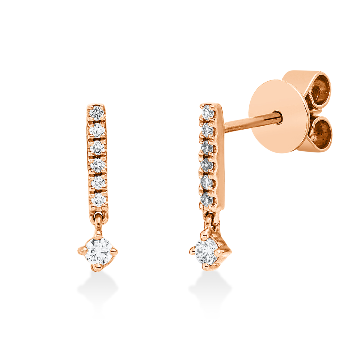diamond full cut modern woman studs in red gold
