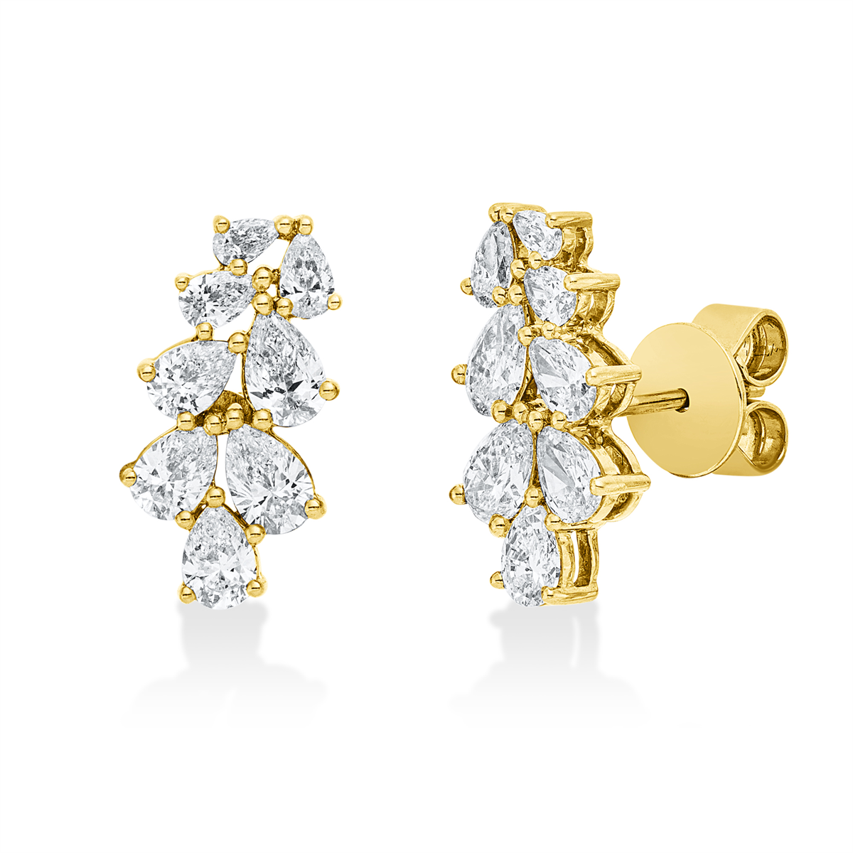 pear shape exclusive studs in yellow gold