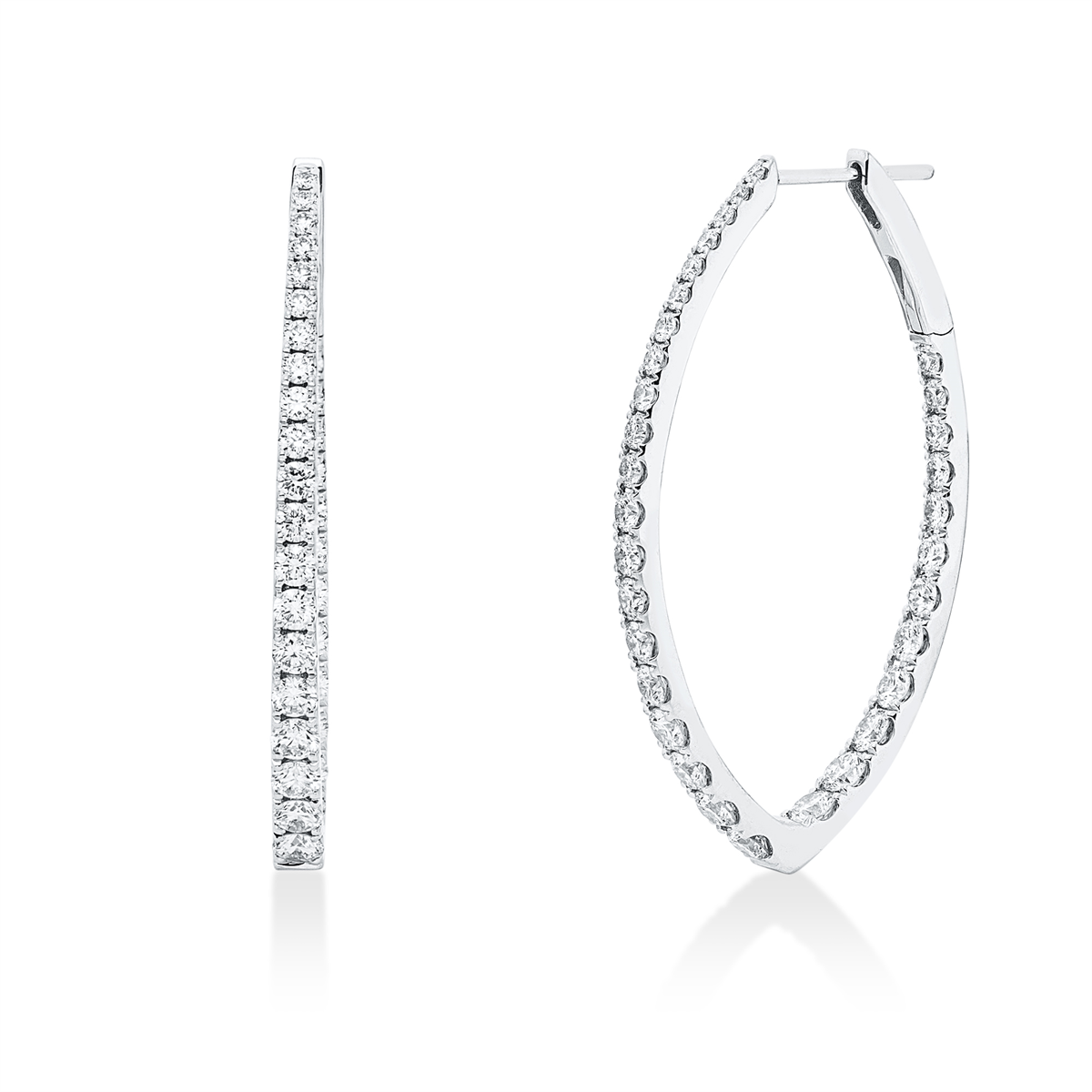 diamond full cut modern woman hoops & huggies in white gold