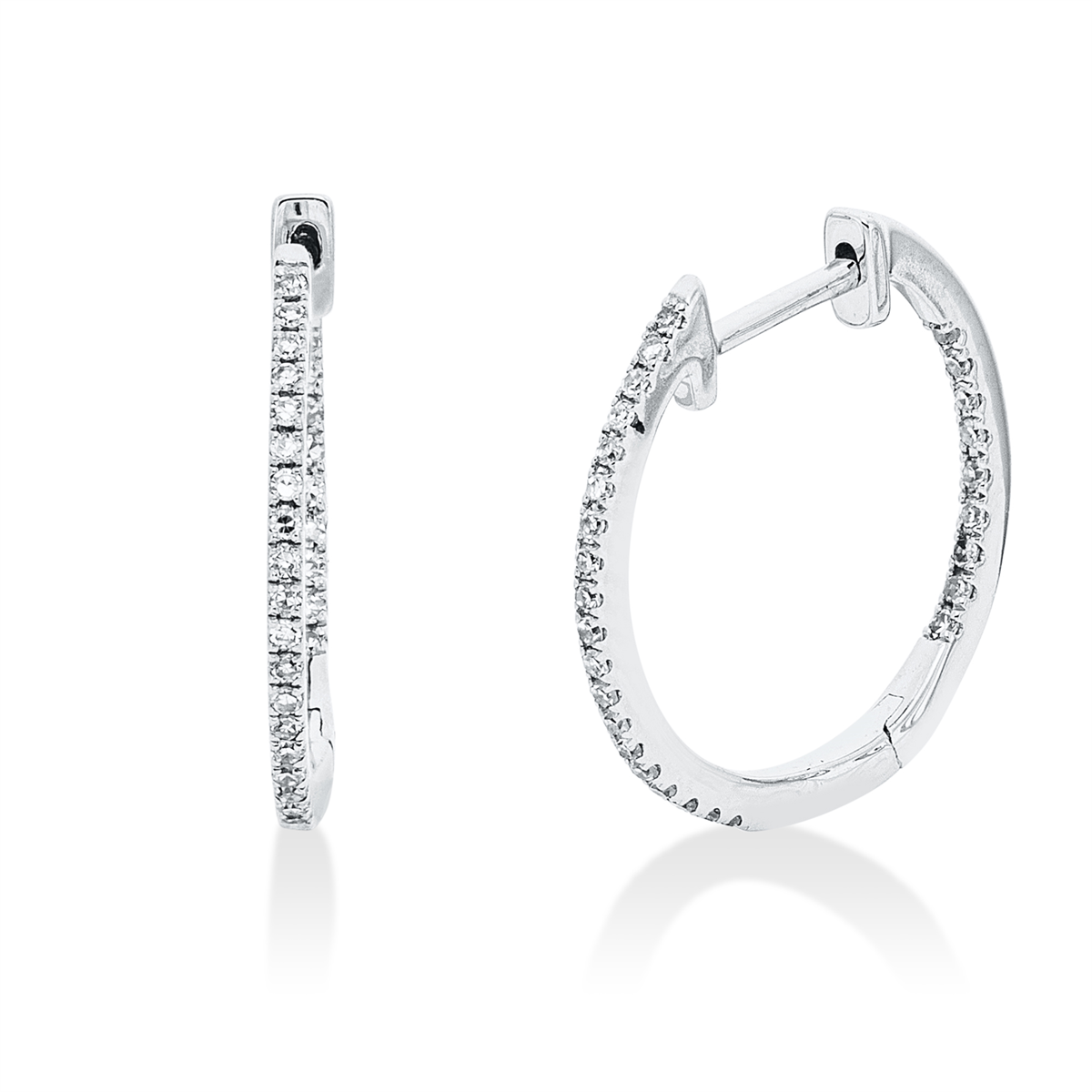 diamond single cut modern woman hoops & huggies in white gold