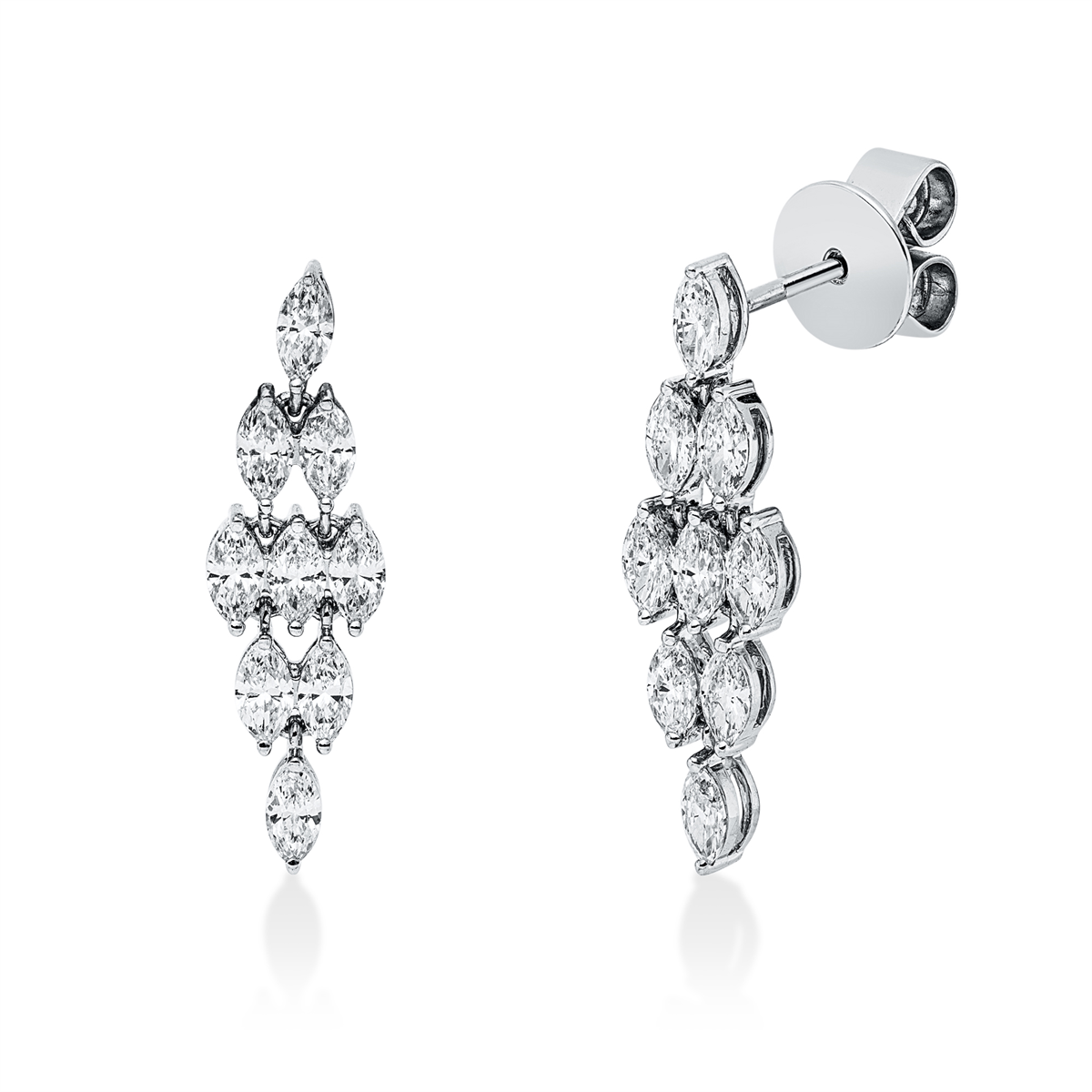 marquise modern woman earrings in white gold
