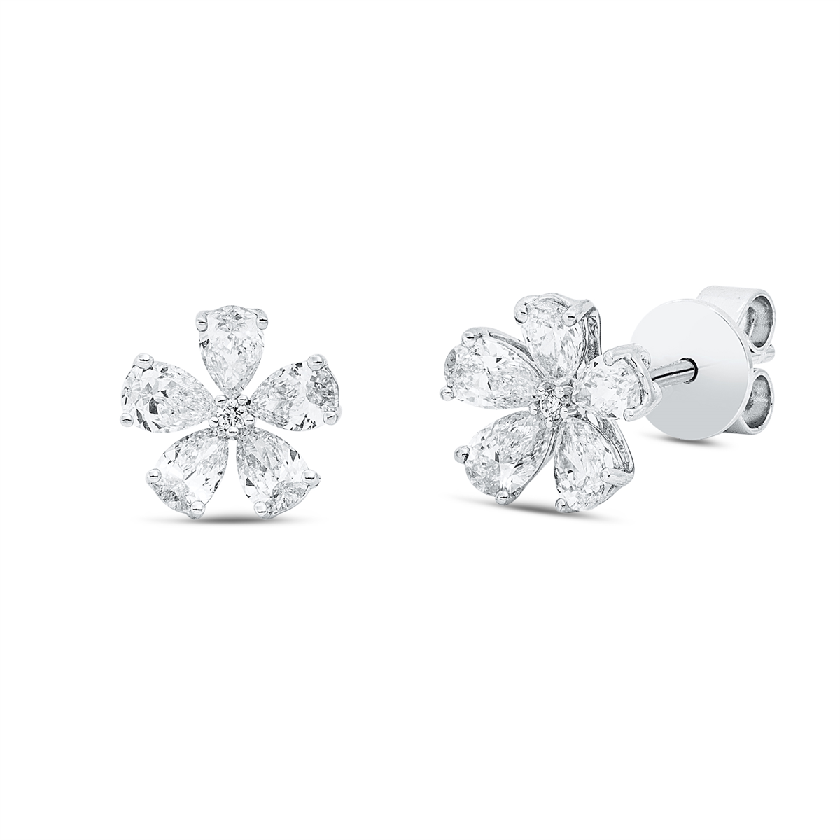 diamond full cut modern woman studs in white gold