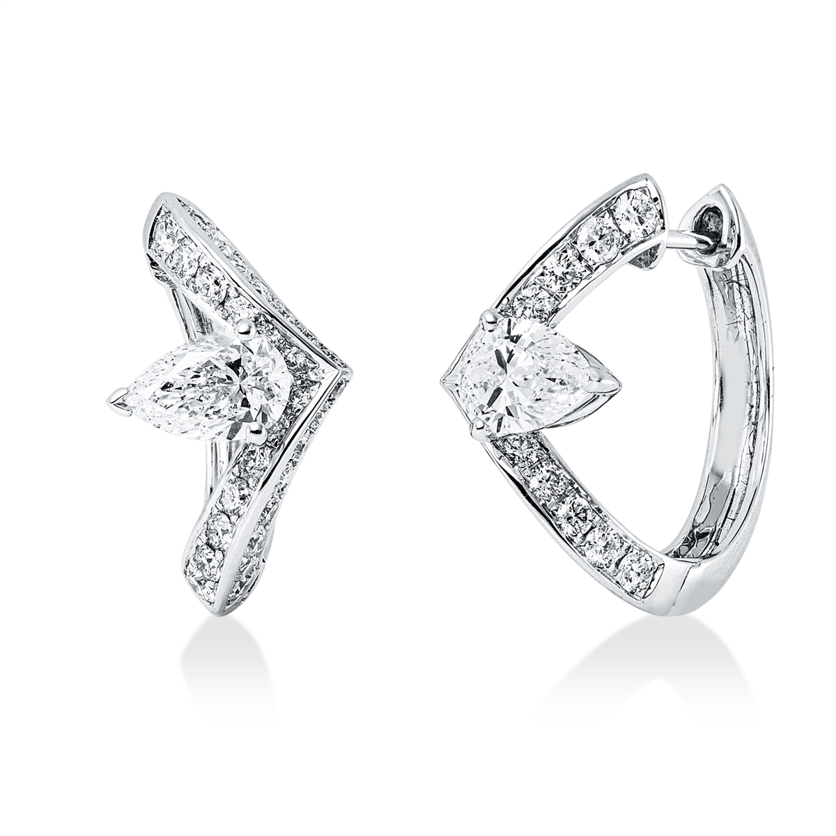 pear shape exclusive hoops & huggies in white gold