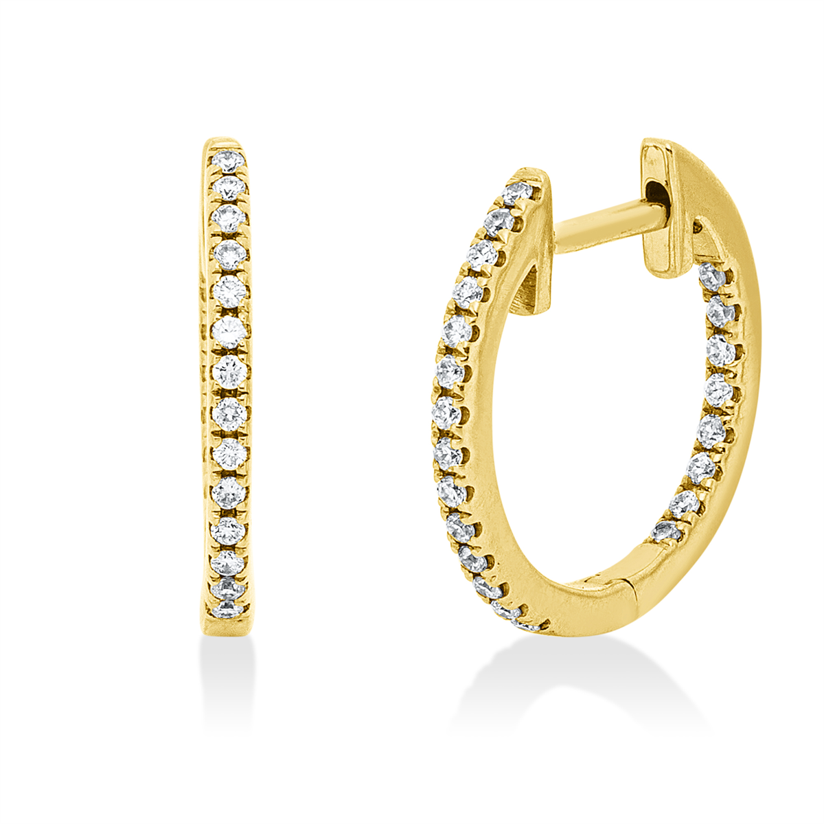 diamond full cut modern woman hoops & huggies in red gold