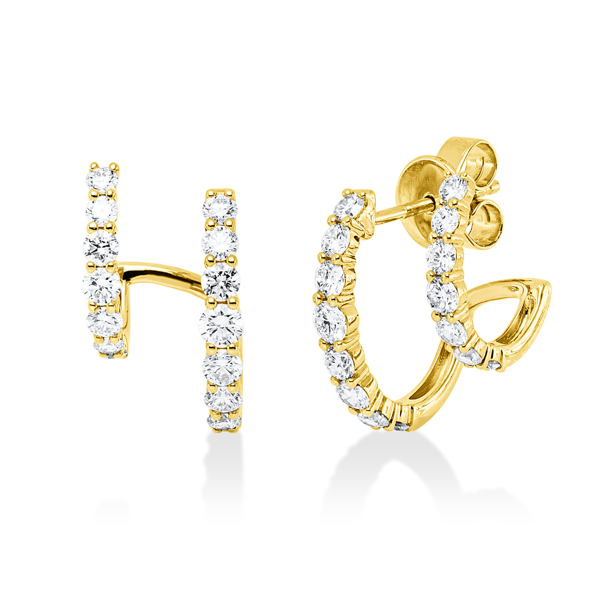 diamond full cut modern woman studs in yellow gold