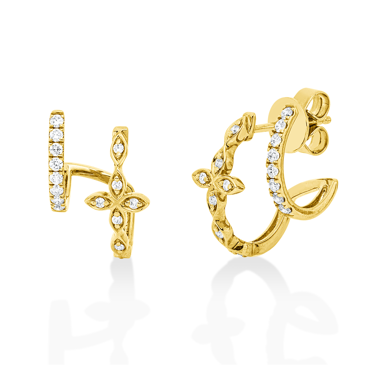 diamond full cut modern woman studs in yellow gold