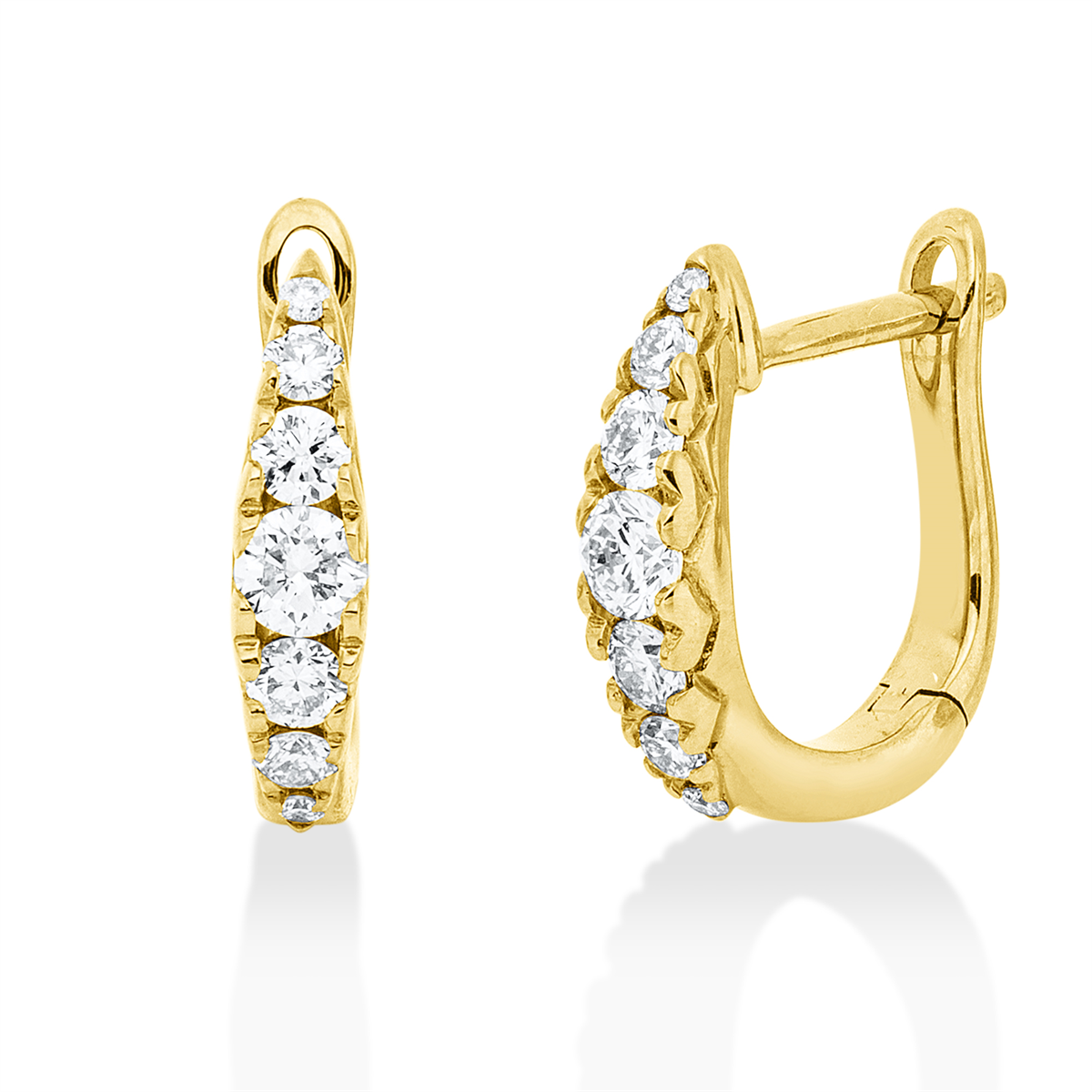 diamond full cut modern woman hoops & huggies in yellow gold