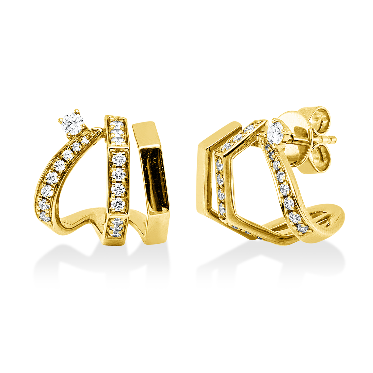 diamond full cut modern woman studs in yellow gold