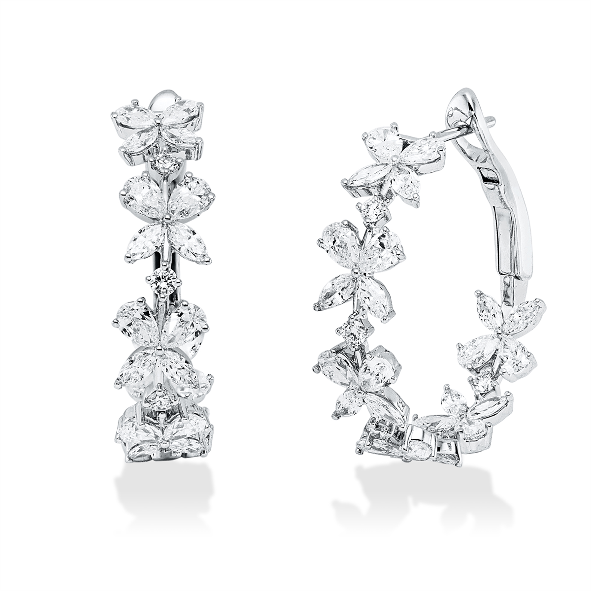 diamond full cut exclusive hoops & huggies in white gold