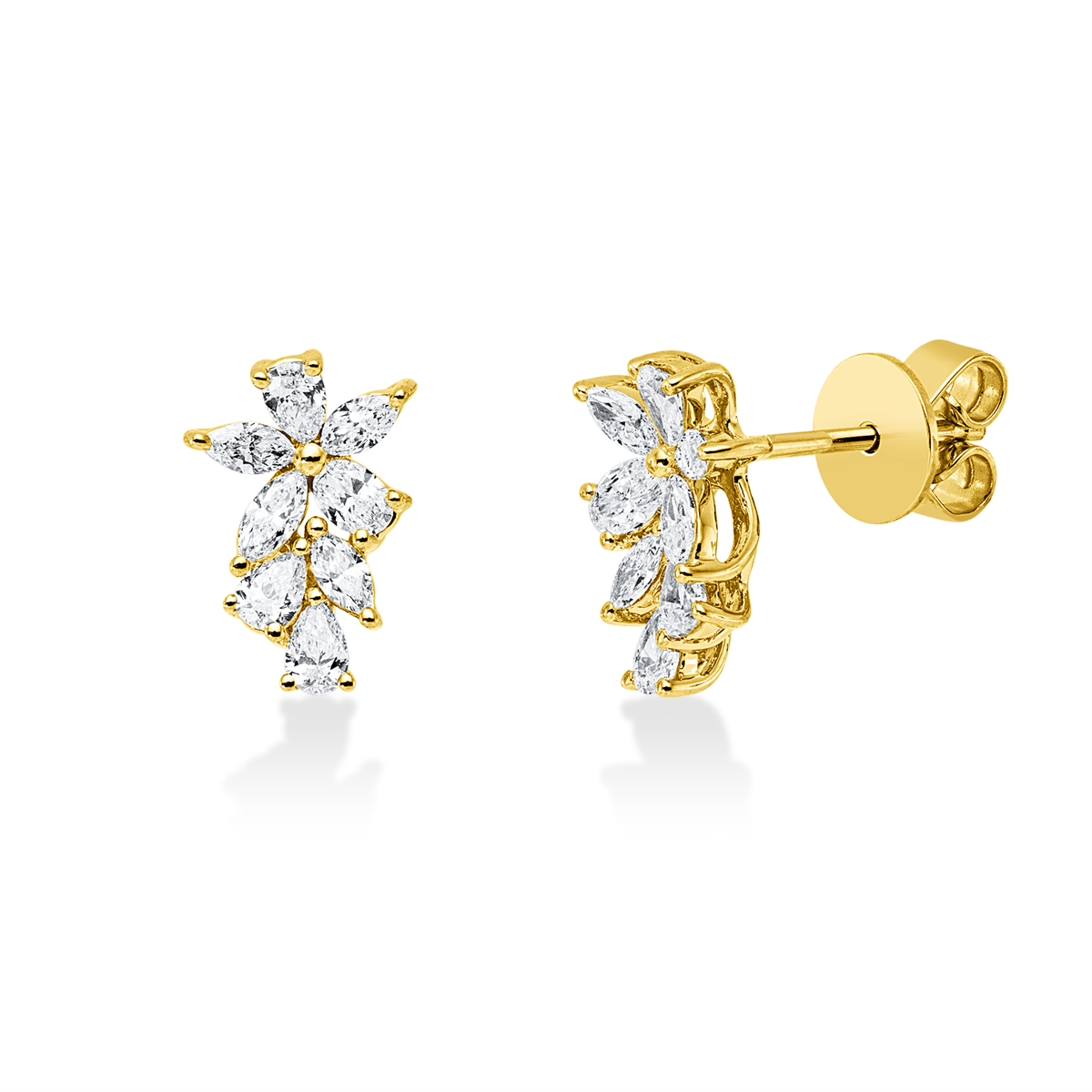 oval modern woman studs in yellow gold