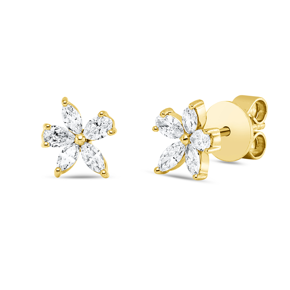 oval modern woman studs in yellow gold