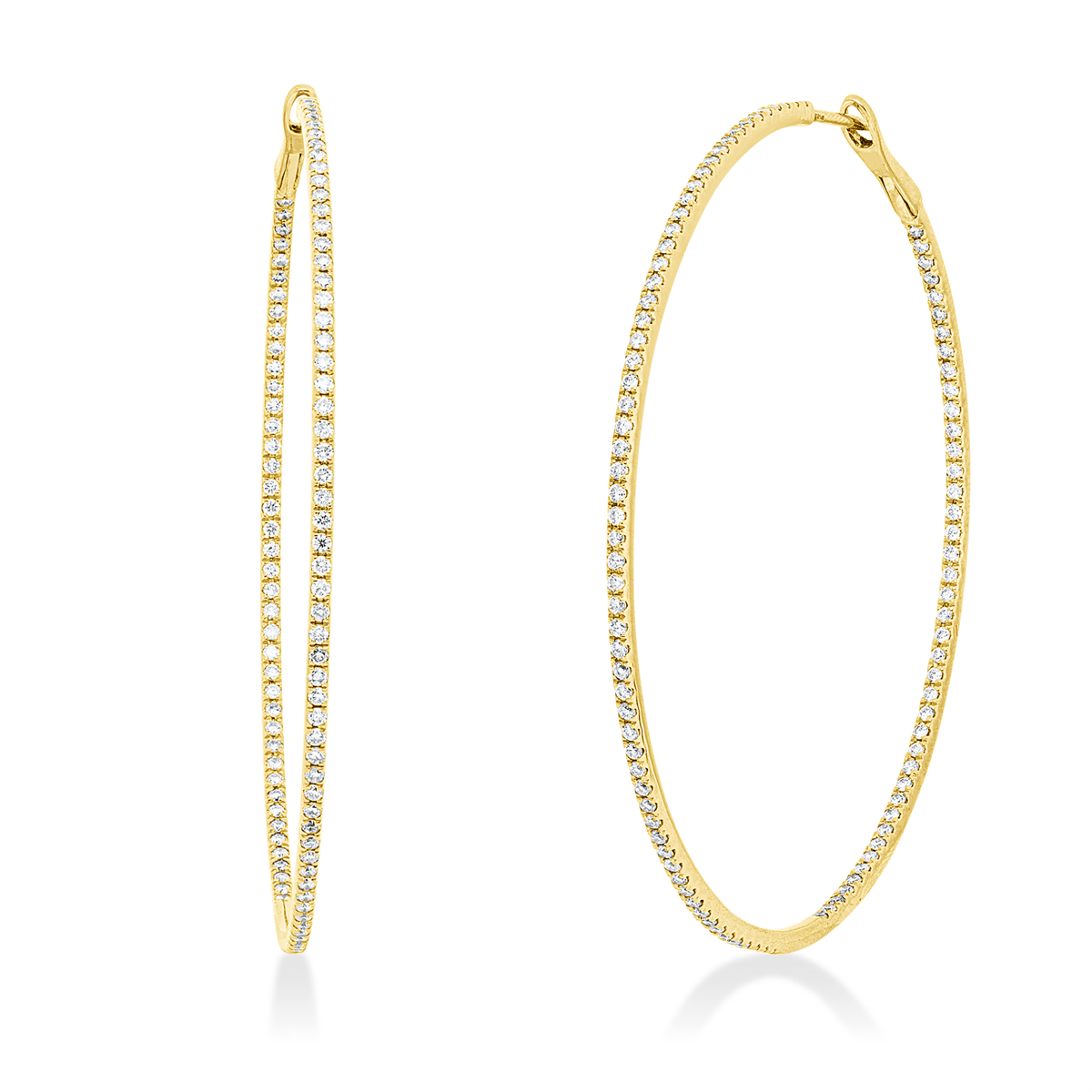 diamond full cut modern woman hoops & huggies in yellow gold