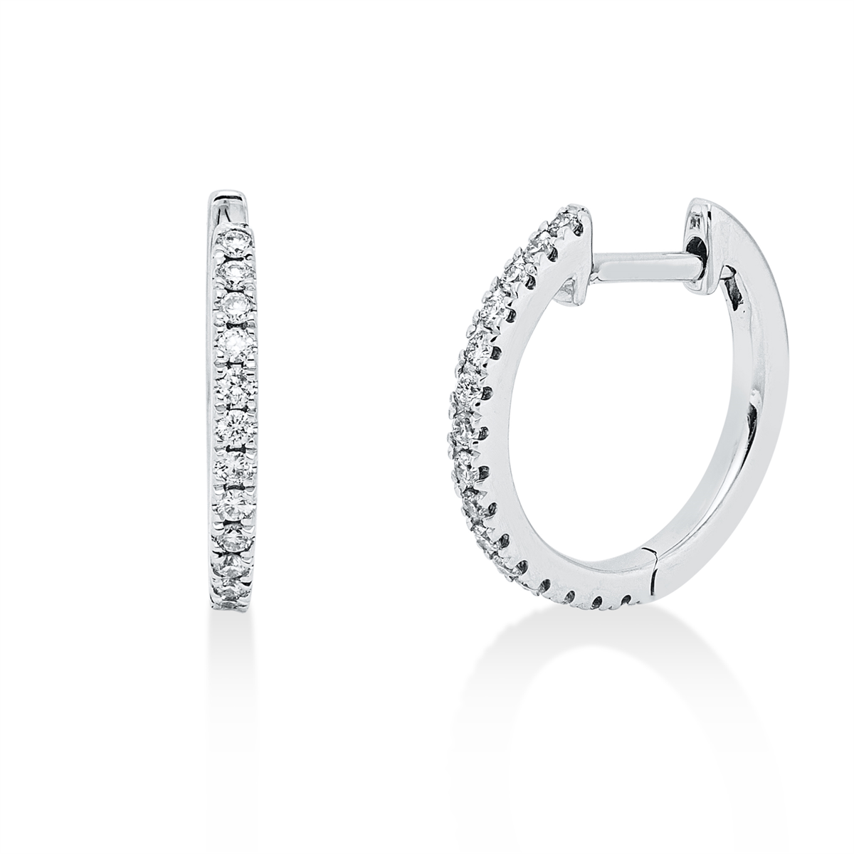 diamond full cut modern woman hoops & huggies in white gold