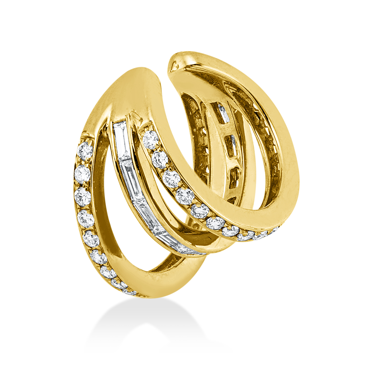 diamond full cut modern woman earrings in yellow gold