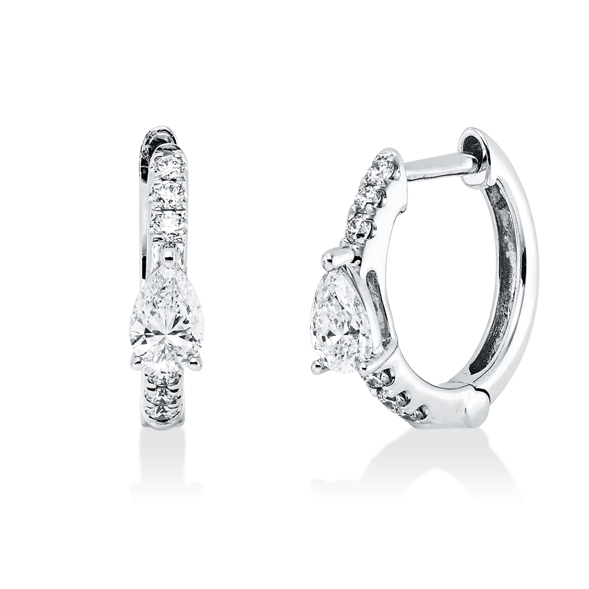 diamond full cut modern woman hoops & huggies in white gold
