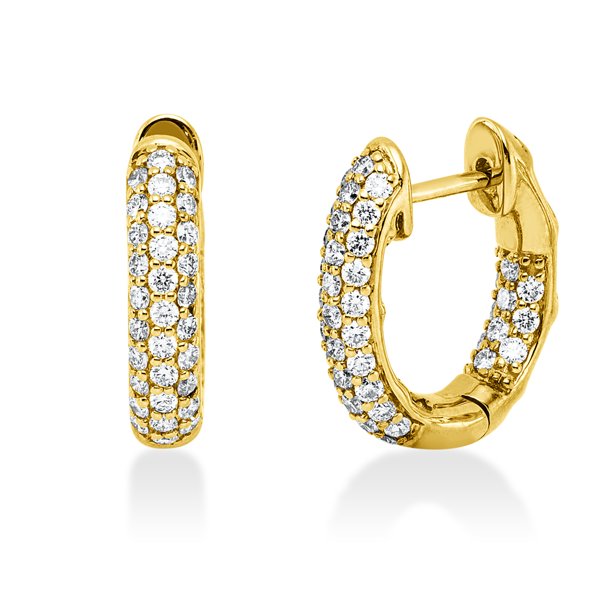 diamond full cut pavé hoops & huggies in yellow gold