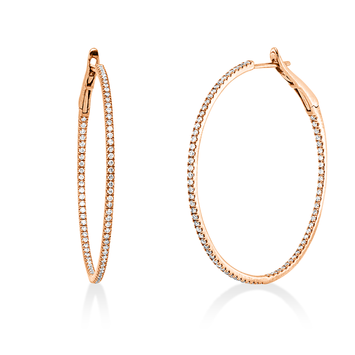 diamond full cut modern woman hoops & huggies in red gold