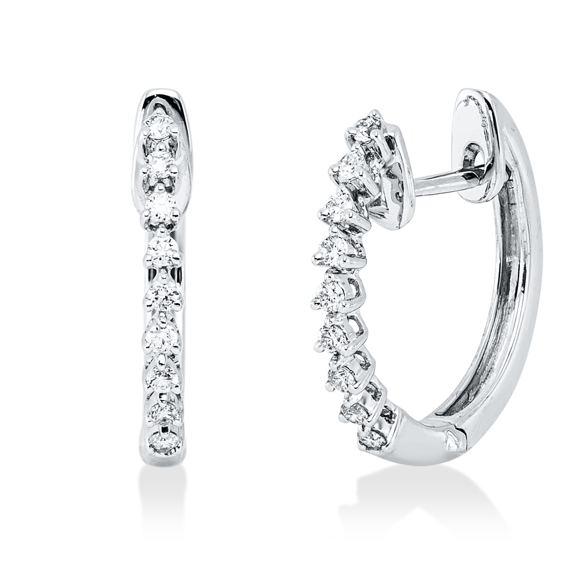 diamond full cut modern woman hoops & huggies in white gold