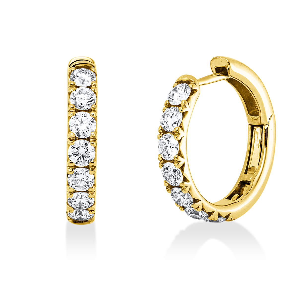 diamond full cut modern woman hoops & huggies in yellow gold